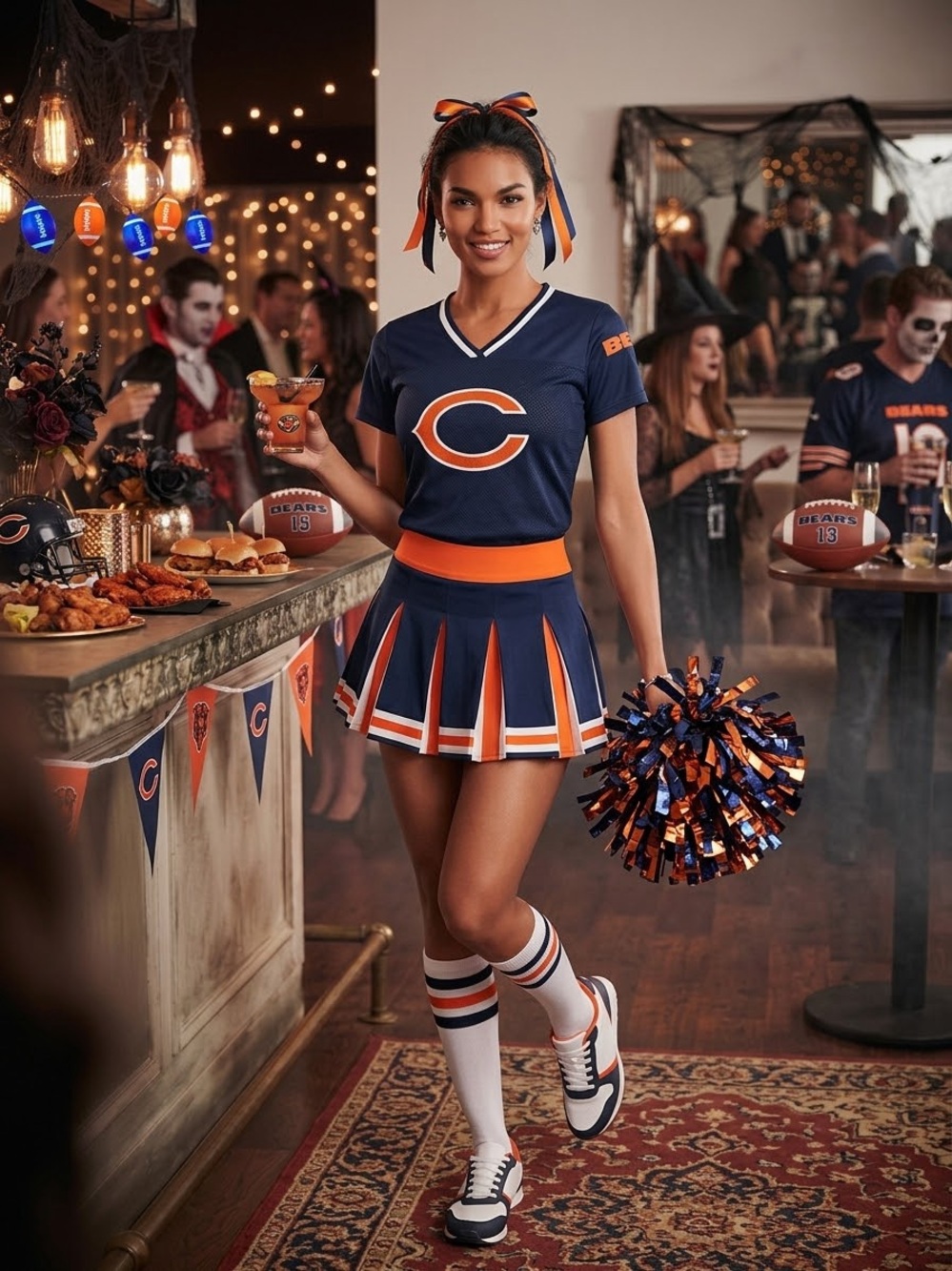 Chicago Bears Navy|Orange Cheerleader Costume Jersey Top-Team Spirit Outfit